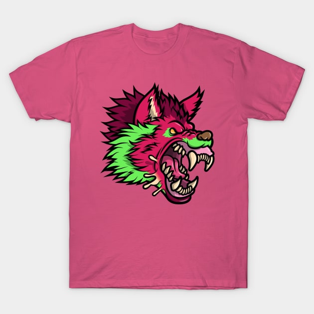 Pink Punk Wolf T-Shirt by JenniferSmith